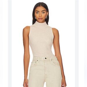 NWOT Revolve Stitches and stripes Knit high neck turtleneck tank taupe Small